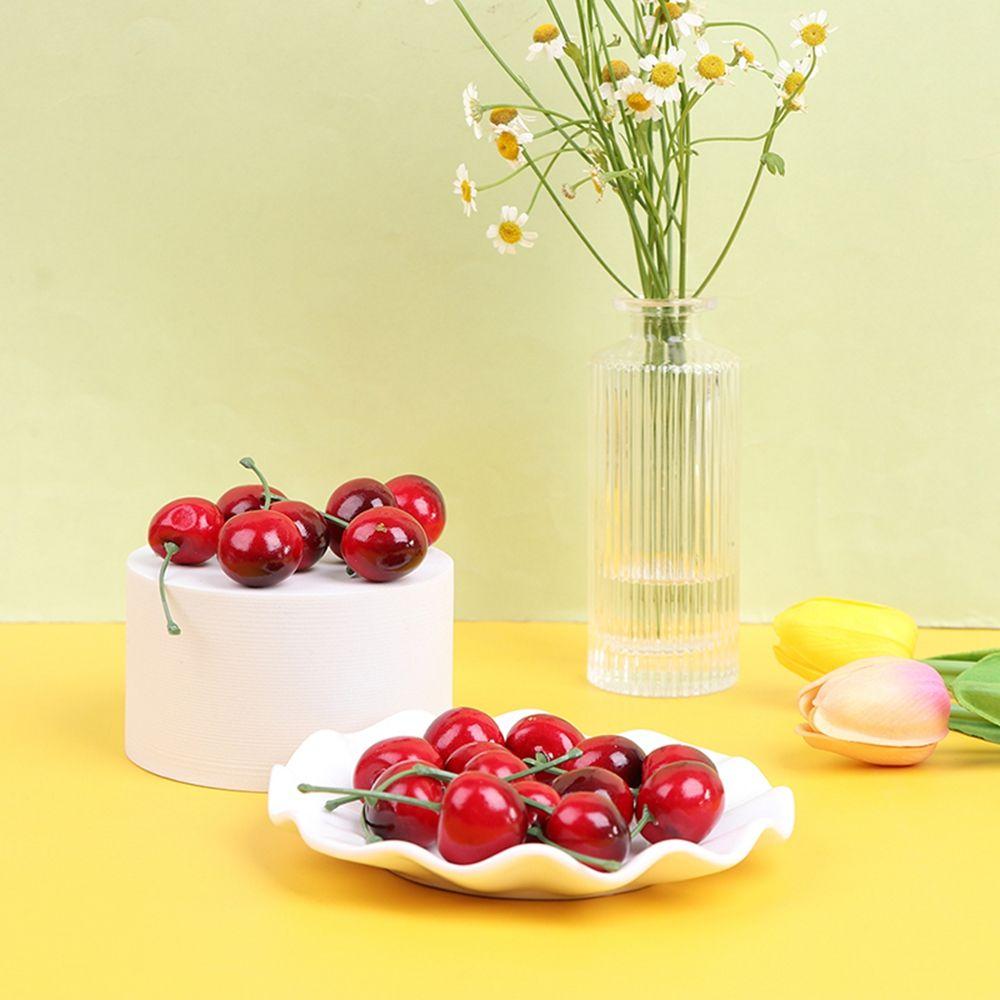 Mini Fruit Ornament Food Crafts Faux Cherry Fruit Model Red Cherries Artificial Cherries