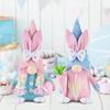 Easter Dwarf Bunny Doll Faceless Sweet Color Carrot Bow Decor Braided Hair Soft Elastic Fully Stuffed Kids Toy Party Decoration Plush Doll