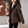 Women's Autumn and Winter Jackets Solid Color Hooded Thick Loose Windproof Short Women's Jacket