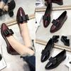 Spring Korean Version Bow Pointed Casual Low-top Single Shoes Women's Flat Bottom Shallow Mouth Simple Foot Cover Commuter Women's Leather Shoes