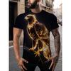 Summer Men's Round Neck Short Sleeved T-shirt 3D T-shirt with Digital Printing Featuring Eagle Top