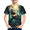 Summer Round Neck 3D Shark Pattern Printed Top Fashionable Casual Short Sleeved Children's Boy T-shirts