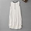 Crew Neck Sleeveless Cotton Vest Dress Women's 2025 Summer New Loose and Thin Solid Color Temperament Medium and Long Skirt