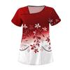 Women's Casual  Print Short Sleeve Sloping Collar Workwear Top With Double Pockets
