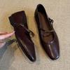 Fashion Mary Jane Shoes Female Genuine Leather New Style Luxury Ballet Shoes Women Square Toe Flat Cowhide Ladies Shoes Zapatos Mujer