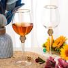 Luxury Crystal Wine Glasses Set - Diamond-Trimmed Gold Rim Stemware for Champagne, Cocktails & Elegant Home Bar Decor