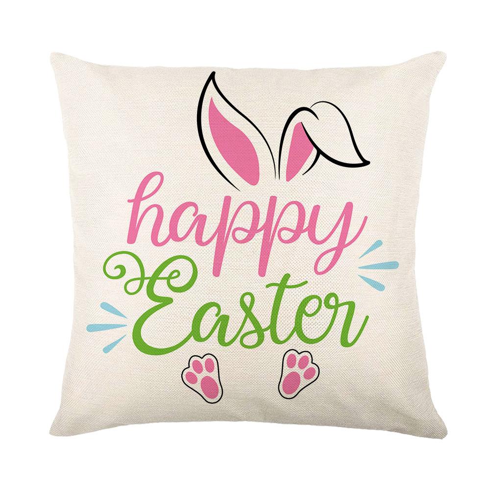 Cartoon Black and White Plaid Rabbit Print Pillow Cover Western Easter Home Living Room Cushion Cover Pillow