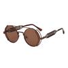 SHAUNA Retro Metal Punk Sunglasses Round Women Gothic Spring Steampunk Shades Men UV400