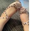 Fashion V Family Riveted Satin Ballet Shoes Female 2024 New Bow French Single Shoes Flat Bottom Mary Jane Princess Shoes