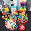 Children's Wooden Toy Set: Eight-Tone Piano, Bead Rainbow Tower, Puzzle Column, Twisting Worm