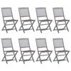 Day and Night - Day and Night Folding Garden Chairs 8 Units and Cushions Solid Acacia Wood