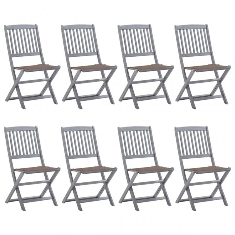 Day and Night - Day and Night Folding Garden Chairs 8 Units and Cushions Solid Acacia Wood
