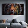 Animal Oil Painting Lion Head Watercolor Art Canvas Painting Living Room Corridor Office Home Decoration Mural No Frame