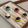 Coccinella Septempunctata Ladybug Drip Oil Ring Insect Chunky Enamel Ring Painting Ring  Friend