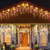 6m 12m LED Icicle String Lights Outdoor Fairy Lights Garland For Curtain New Year Christmas Terrace Patio Eave Party Decoration