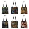Canvas Tote Shoulder Bag Print Leopard Owl Reusable Casual Shopper Handbag 2022 Women Travel School Folding Beach Bags