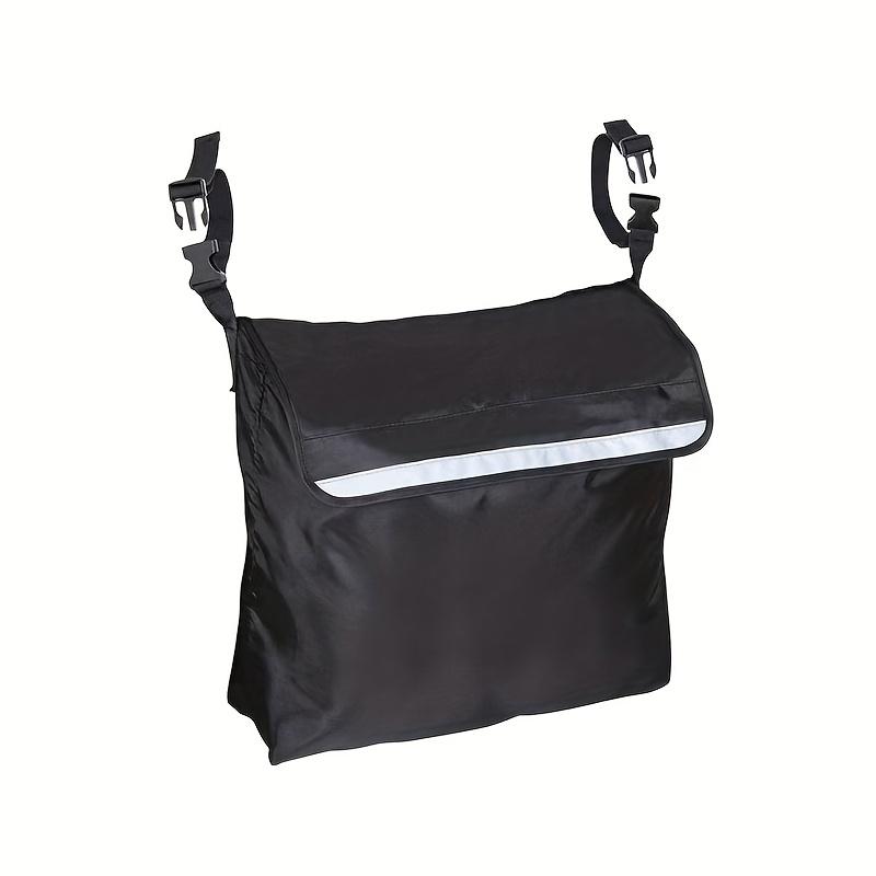 Black Oxford Cloth Wheelchair Storage Bag Large Capacity, with Net Pocket & Strap, for Elderly. Hand Wash or Dry Clean.