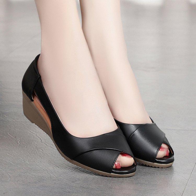 Casual Sandals Women Wedges Sandals Pumps Ankle Buckle Open Toe Fish Mouth Med Summer Women Shoes Fashion  Wedges Shoes88u