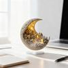 Snow House Moon Acrylic Ornament 2D Flat Half Moon Table Sign with Base Home Office Desktop Decoration Ornament