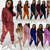 European & American Autumn/Winter Women's Gold Velvet Hooded Long Sleeve Casual Set