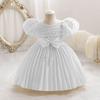 Baby Party Dresses for Girls 2024 Summer Vintage Court Ceremony Birthday Party Ball Gown Puff Sleeve Toddler Kids Princess Dress