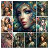 Diamond Painting New Collection 2024 Peacock Feather Woman Diy Full Square Round Drill Rhinestone Embroidery Girl Mosaic Cross Stitch Kits