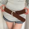 Metal Buckle Leather Waistband Suede Western Cowboy Belt Retro Women Wide Belt  Girl