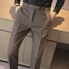 British High-End Coffee Slim-Fit Formal Suit Pants for Men