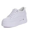 7cm Women Shoes Genuine Leather White Air Mesh Sneakers Chunky Shoes Platform Wedge Spring Autumn Breathable Summer Shoes 40