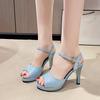 Fashion Platform Sandals Summer New Round Toe Open Toe One Strap Anti-slip Wear-resistant Stiletto Shoes