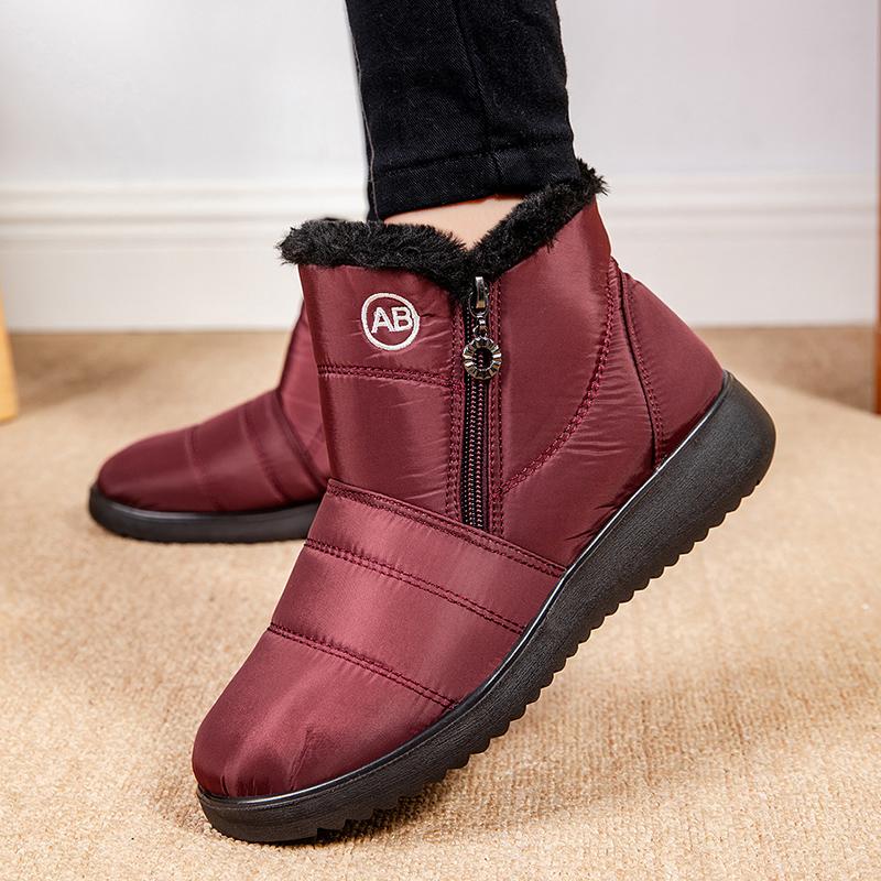 Women's Plus Size Long Plush Snow Boots Winter 2024 Waterproof Non-Slip Thick Warm Fur Ankle Boots Woman Soft Sole Mother Shoes