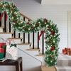 Artificial Christmas Garland with 50 LED Lights Battery Operated Prelit Greenery Garland with Pine Cones Red Berries for Mantle Staircase Doorway
