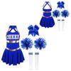 Cheer Leader Halloween Costume for Girls Sleeveless Tank  Dress Outfit with Pom Poms for Cheerleading Dancing