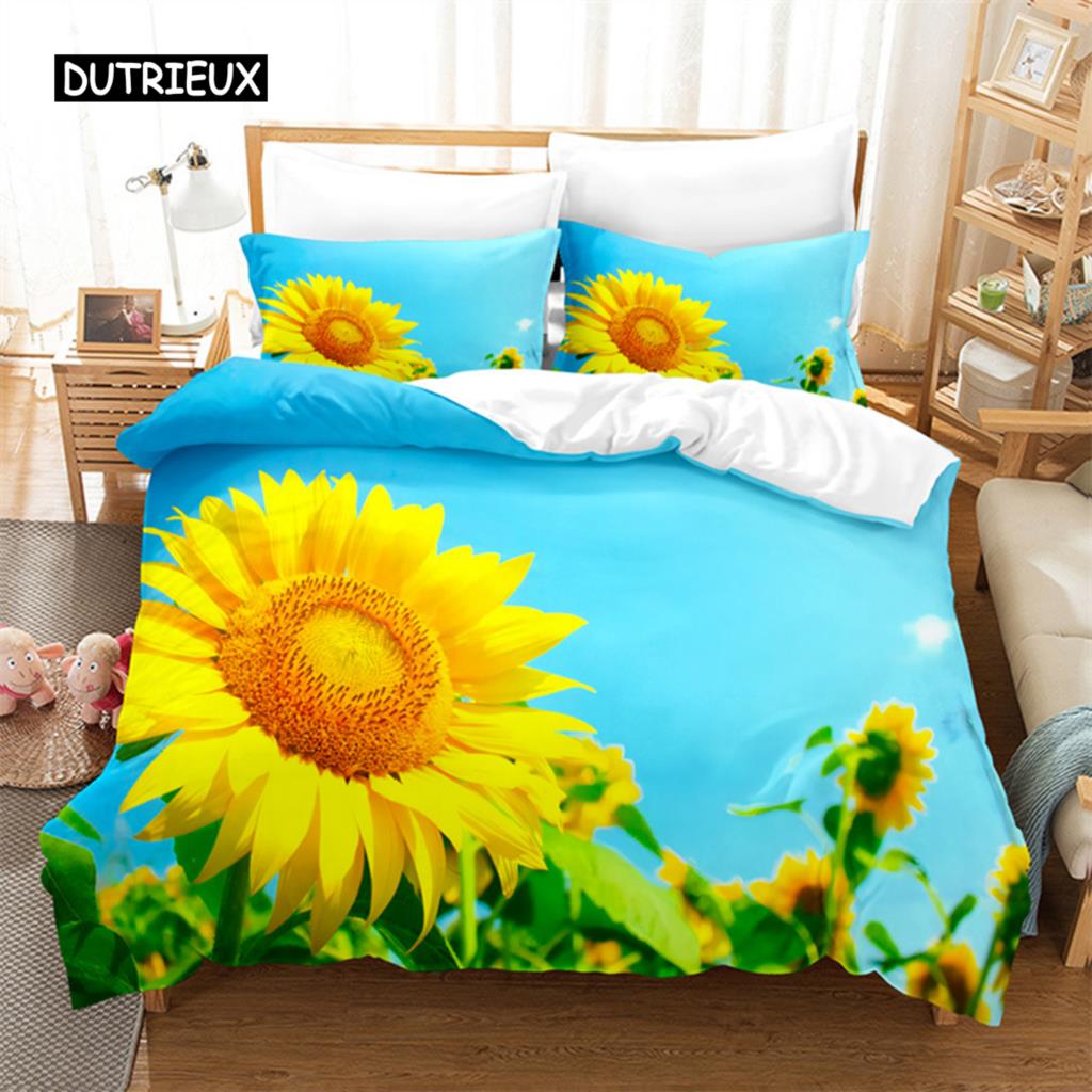 Sunflower Queen Bedding Set Duvet Cover Set Bedding Digital Printing Bed Linen King Size Duvet Cover Set Bedding Set