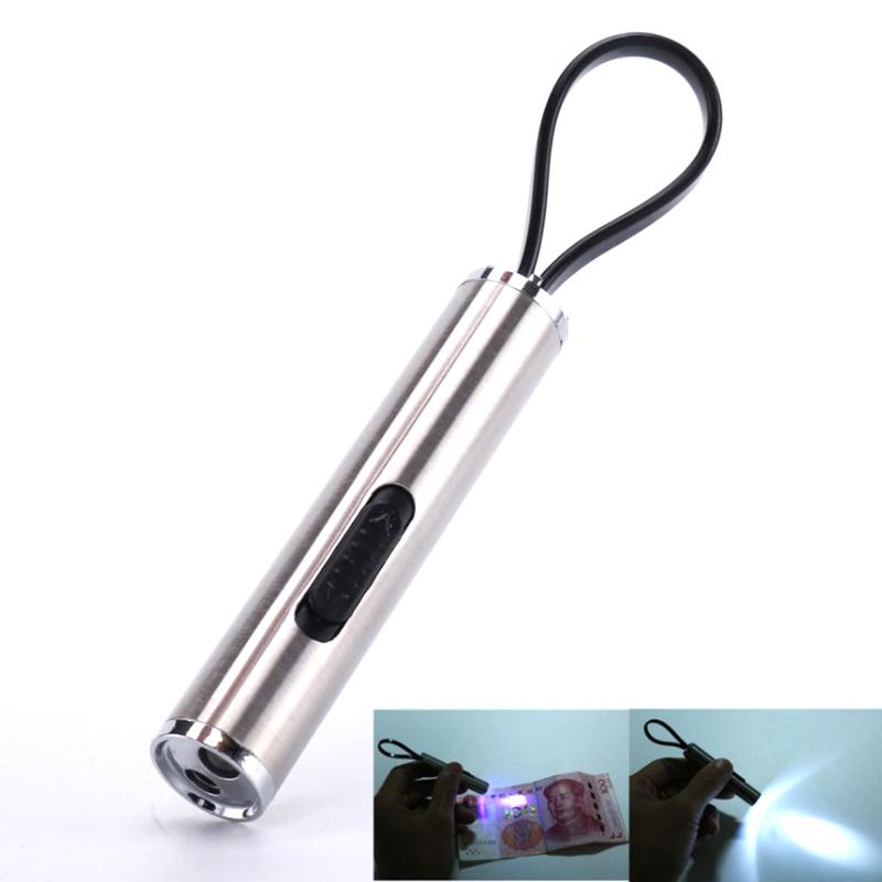 2in1 Mini USB Rechargeable LED Laser UV Torch Pocket Pen LED Flashlight Camping