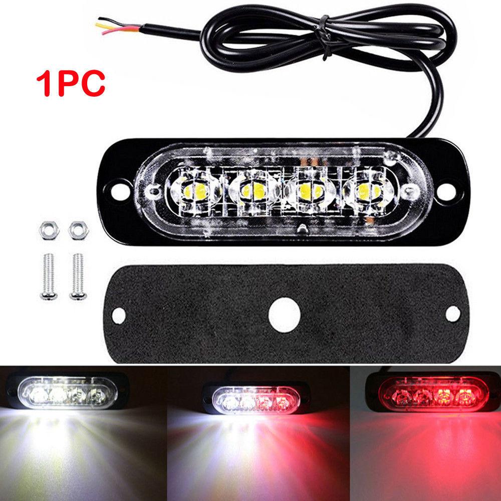 2PCS 12-24V Amber Strobe Side Warning 4 Led Grill Flashing Lightbar Breakdown Emergency For Truck Trailer LED Light