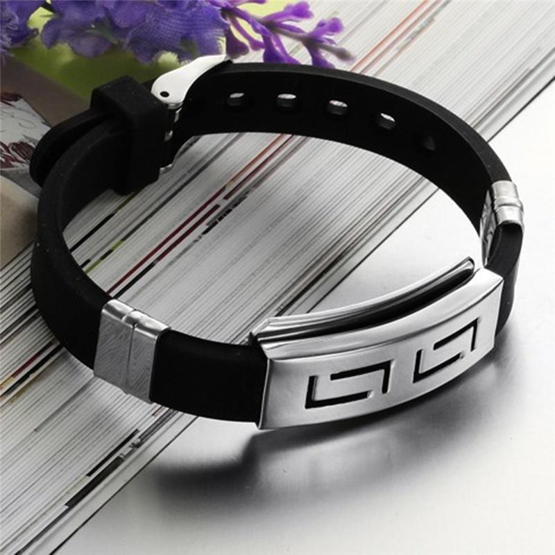 Fashion Wristband Black Punk Titanium Steel Men Bracelets Bangles