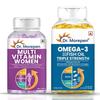 Dr. Morepen Multivitamin Women & Omega 3 Triple Strength with 21 Vital Nutrients Plus Glutathione Biotin & 450 MG EPA, 300 MG DHA