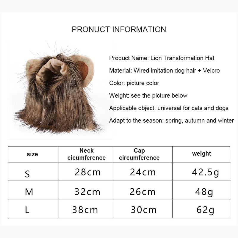 Cute Lion Mane Cat Hat for Dogs and Cat Small Dog Pet Cat Decor Accessories Lion Fancy Hair Pet Supplies