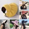 Empty Top Women Foldable Panama Hat Wide Brim Sun Cap Beach Cap Sunshade Hat Bucket Hat