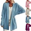 Women's Long Sleeved Solid Color Medium Length Knitted Cardigan Jacket Sweater Knitted Sweater