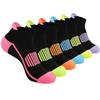 6 Pairs Women's Color Blocked Sport Socks Breathable Casual Low Cut Athletic Ankle Socks for Gym Running