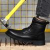 Fashion Waterproof Leather Safety Boots For Men Winter Boots Steel Toe Black Work Boots Indestructible Industrial Safety Shoes Man Shoes
