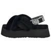 Disco Sheepskin Comfortable Fashion Thick Sole Cross Slippers Women Slippers Black 1121550-BLK