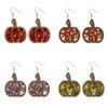 Серьги-капли Серьги в виде тыквы на Хэллоуин Деревянные серьги-подвески День благодарения