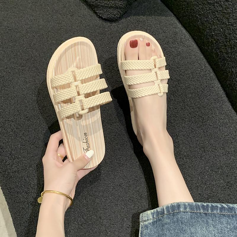 Fashion Summer Women's New PVC Outdoor Casual Slippers Outdoor Solid Color Beach Flat Sandals for Women Chaussure Femme Ladies Shoes