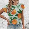2024 Elegant Women's T-shirt Fashion Artistic Fruit Pattern T-shirt  Women's Short Sleeved T-shirt Summer Leisure T-shirt