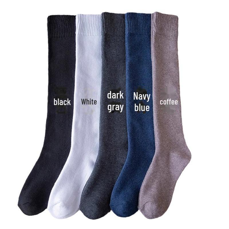 Men's Thick Velvet Winter Calf Socks - Cotton, Towel, Long Tube