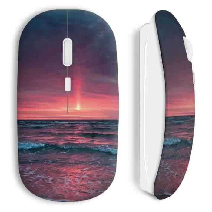 Souris sans fil - MANIACASE - Coucher de soleil rose - USB wifi - Compatible Mac et PC - Ergonomique