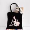 Canvas Tote Bag Floral Letters Pattern Shopping Travel Women Eco Reusable Shoulder Shopper Bags